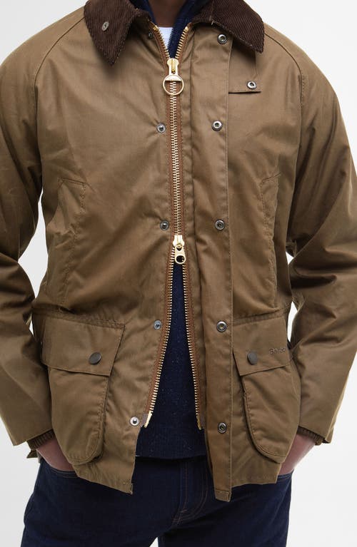 Barbour Waxed Cotton Rain Jacket In Green