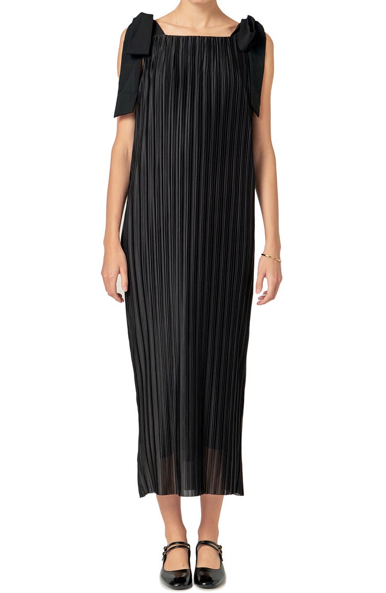 Bow Detail Pleated Maxi Dress