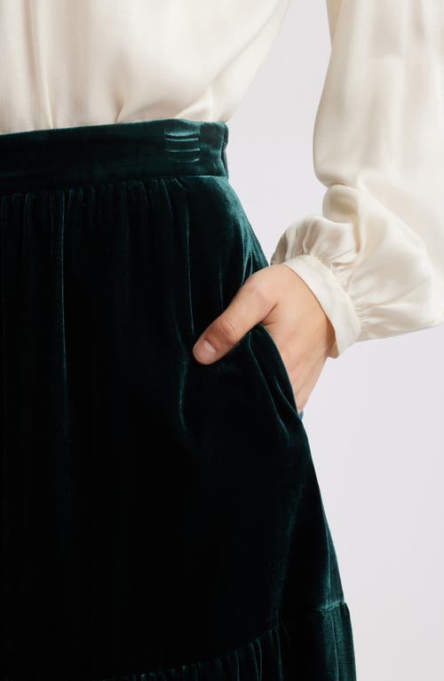 BODEN BODEN VIV TIERED VELVET MAXI SKIRT