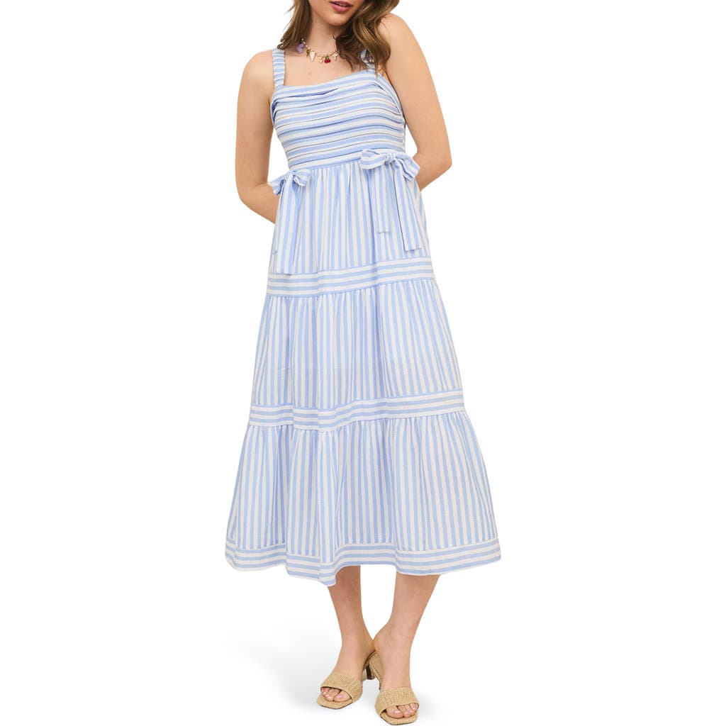 BLU PEPPER BLU PEPPER STRIPE MIDI SUNDRESS