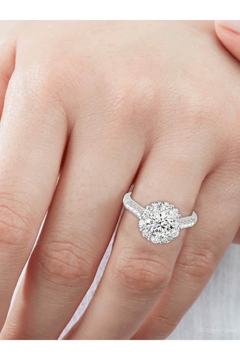 3ct Halo Diamond Engagement Wedding Ring White, Yellow, or Gold Lab Grown, Alternate, color, 14k White Gold