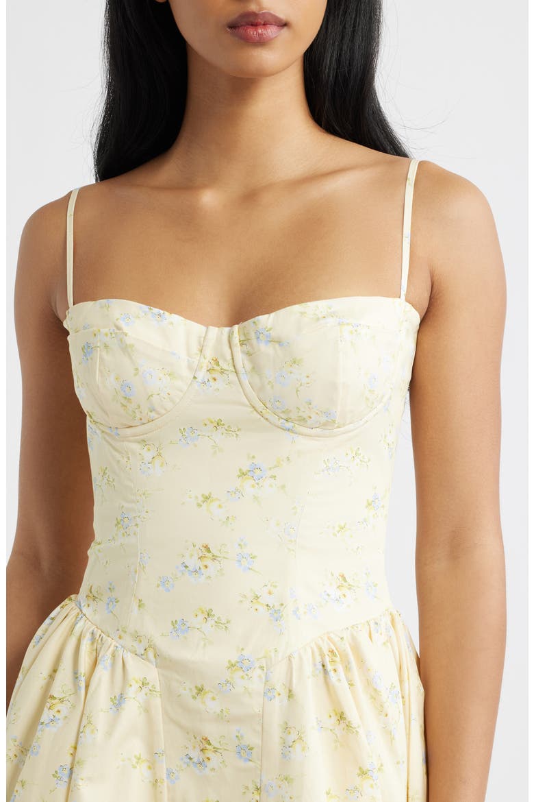 Samaria Floral Stretch Cotton Minidress, Alternate, color, LEMON FLORAL