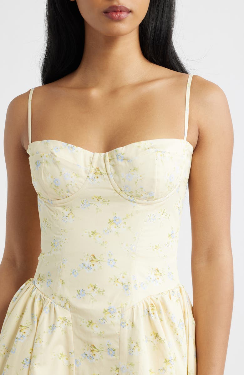 HOUSE OF CB Samaria Floral Stretch Cotton Minidress, Alternate, color, Lemon Floral