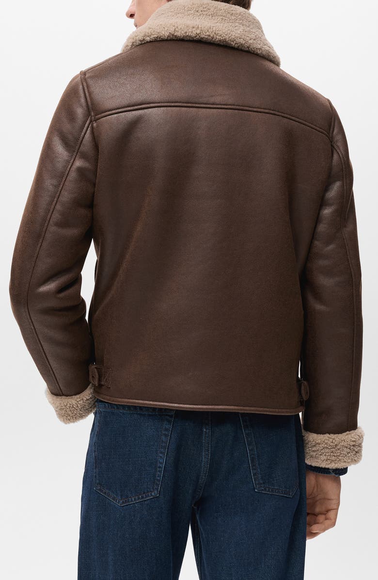 MANGO Faux Shearling Jacket, Alternate, color, Tobacco Brown