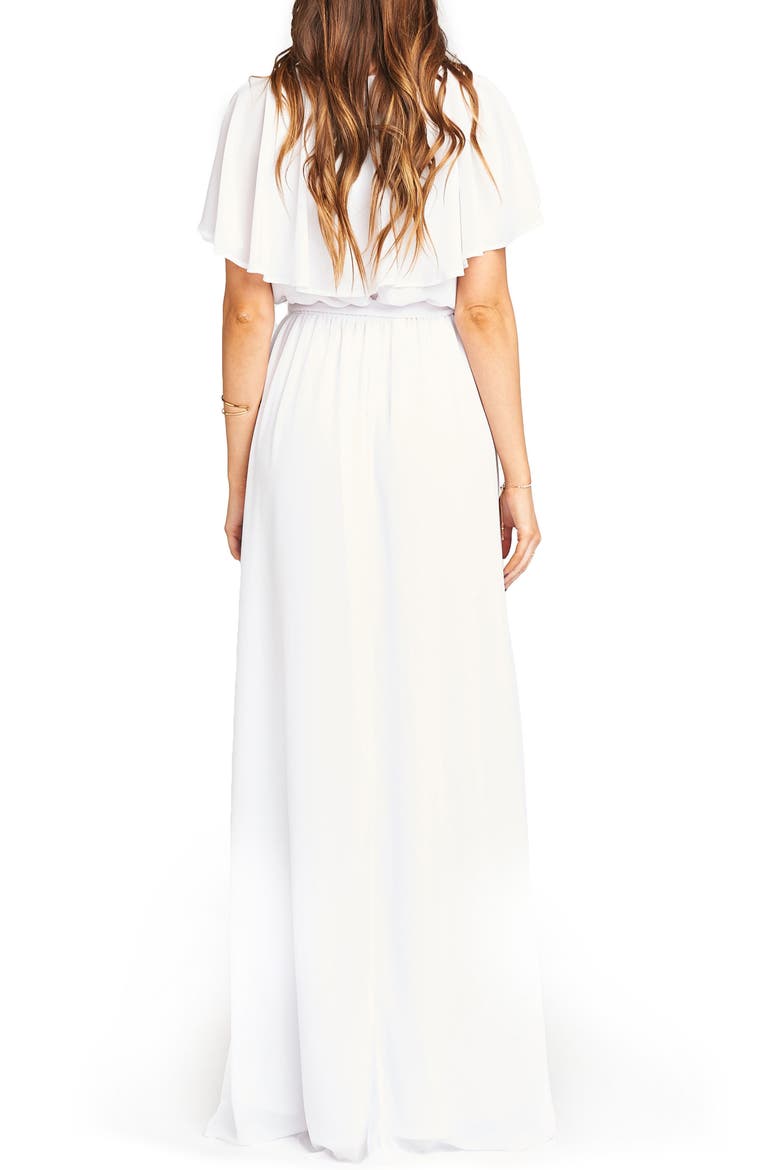 Audrey Ruffle Wrap Front Gown, Alternate, color, WHITE CHIFFON