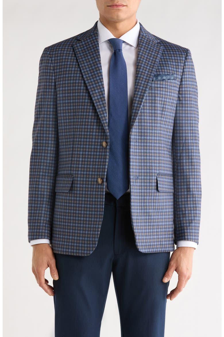 Slim Fit Plaid Sport Coat, Main, color, NAVY