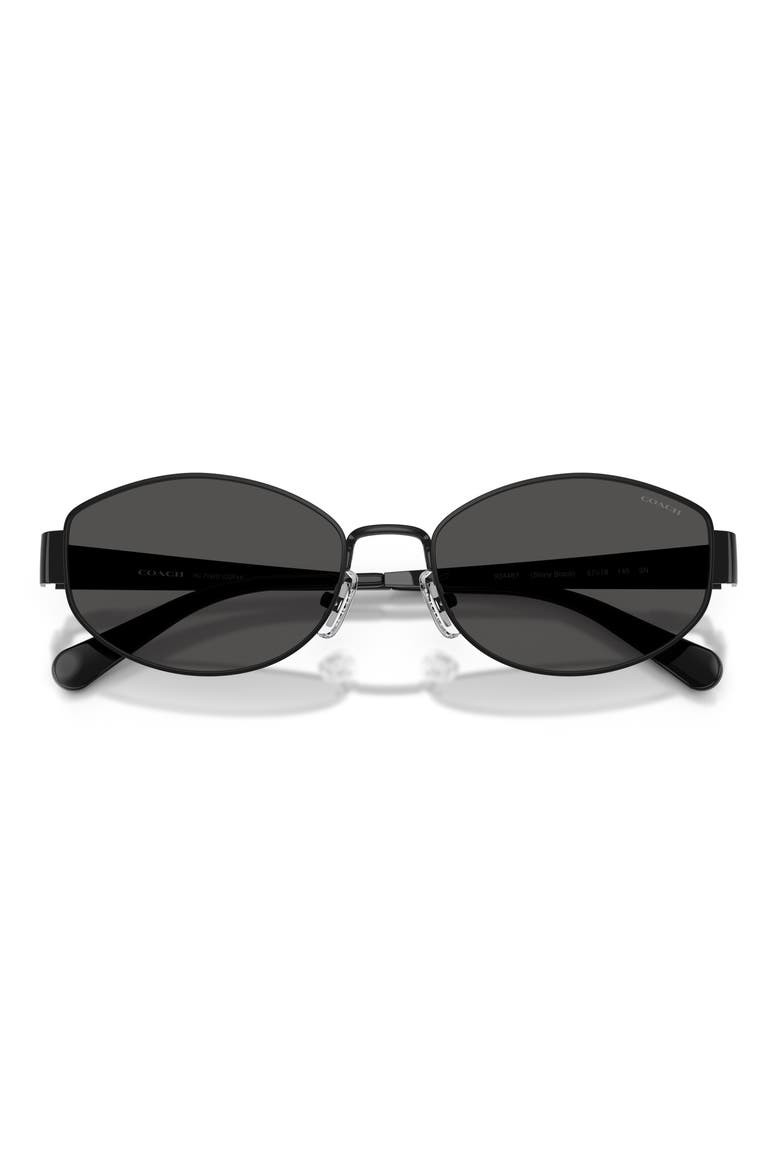 57mm Irregular Sunglasses, Alternate, color, SHINY BLACK / GREY SOLID