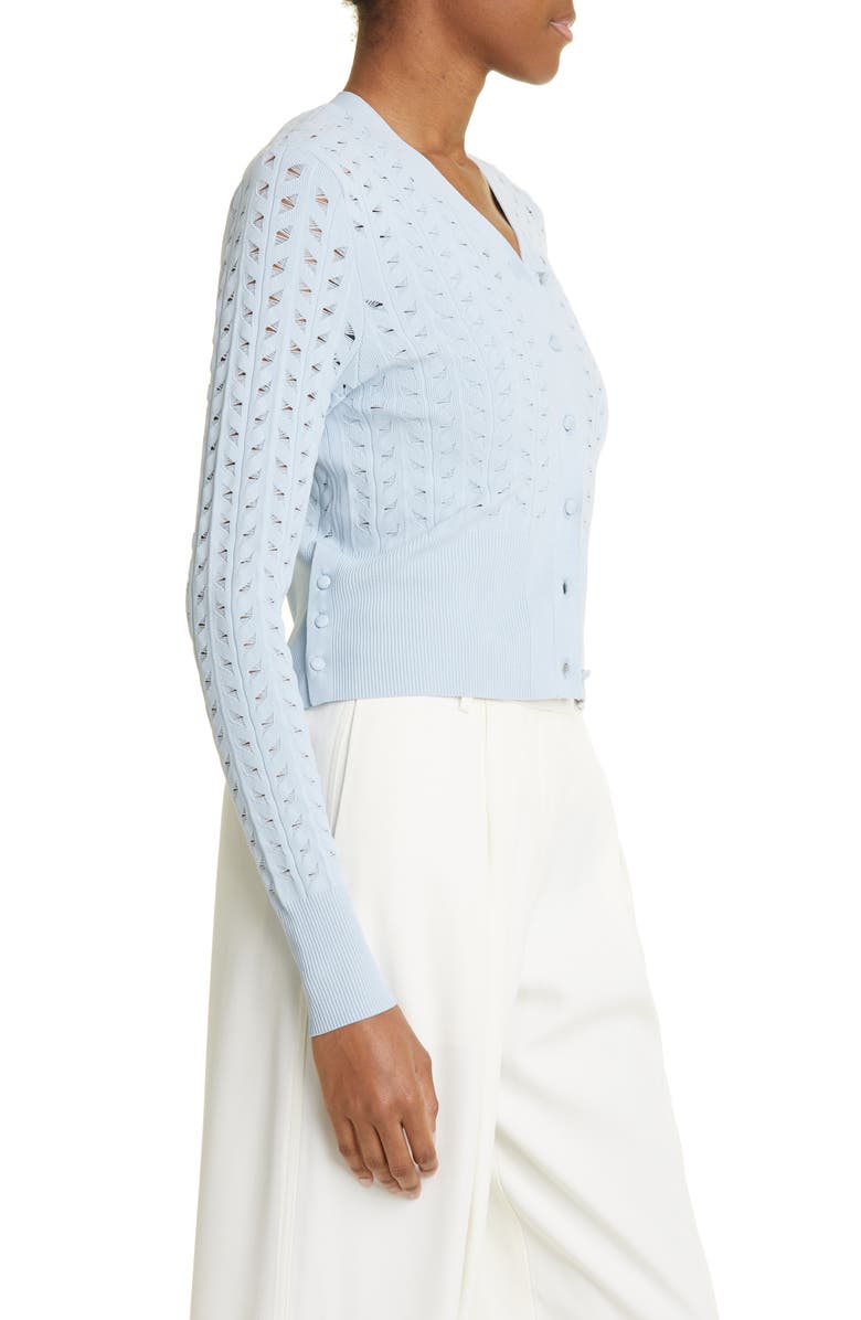 Adam Lippes Pointelle Compact Jacquard Cardigan, Alternate, color, 