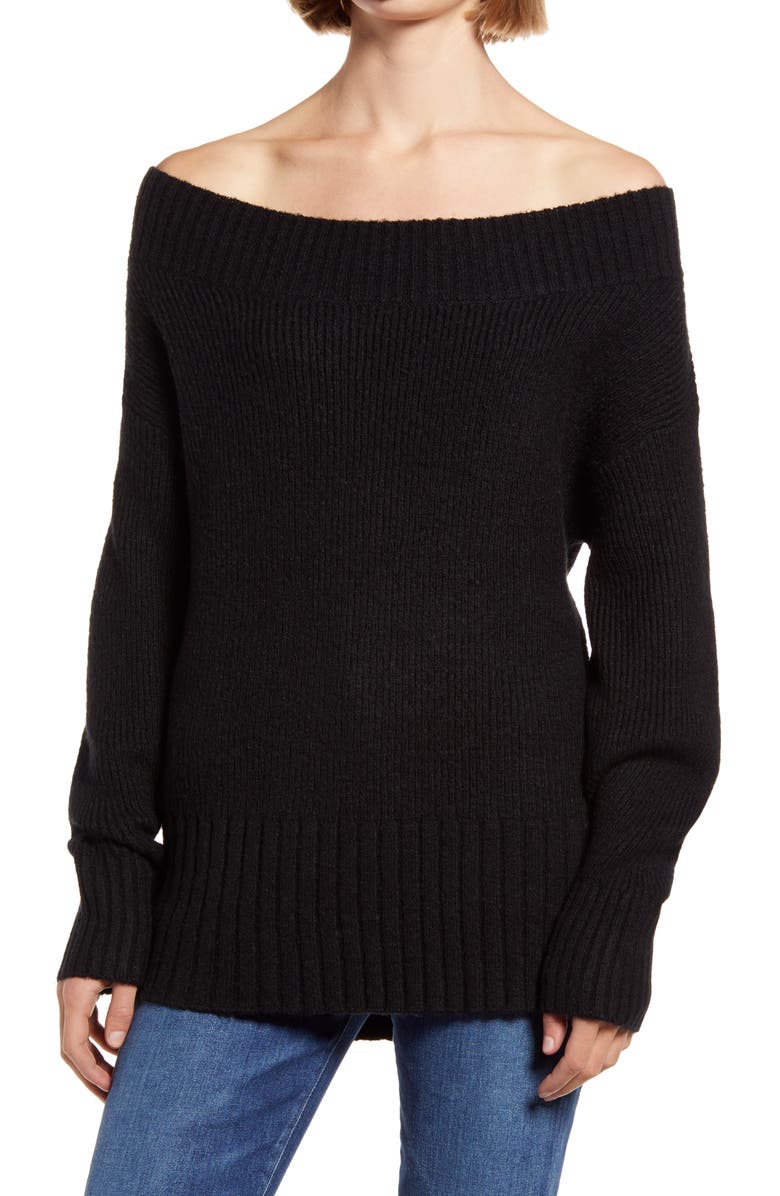 Chelsea28 Ribbed Off the Shoulder Sweater, Main, color, 