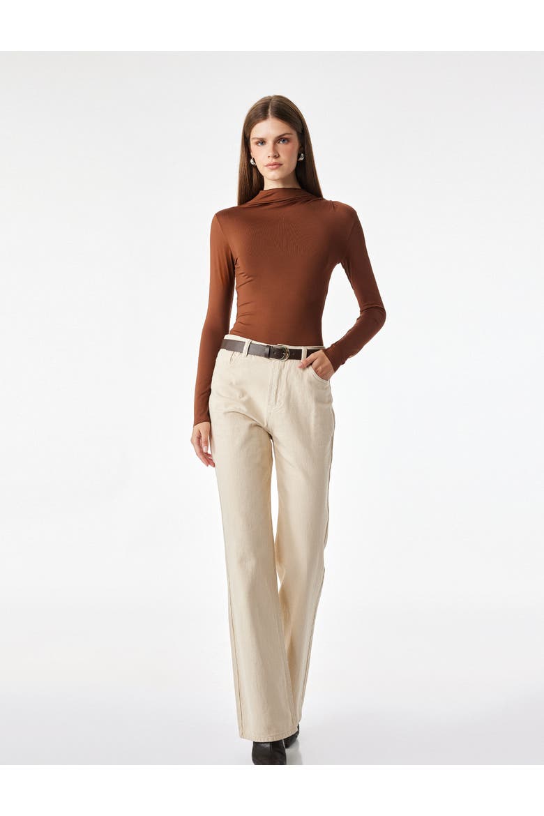 High Neck Bodysuit, Main, color, BROWN