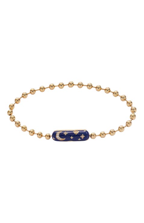 Ball Chain Barrel Closure Bracelet with Starry Night