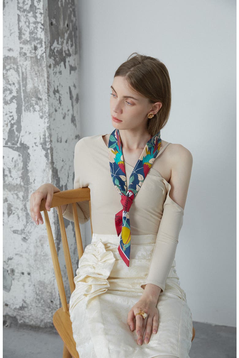 El Amor Skinny Silk Scarf, Alternate, color, RED