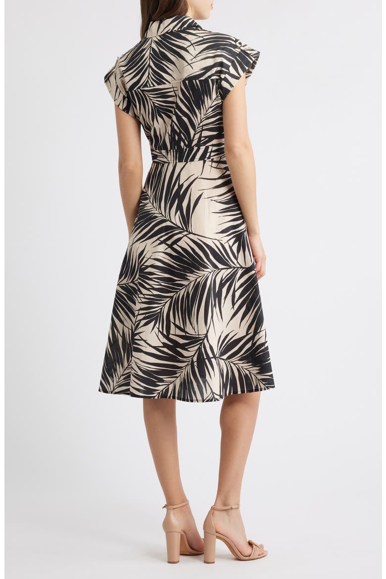 Fern Print Cotton Poplin Midi Shirtdress, Alternate, color, BLACK SAND