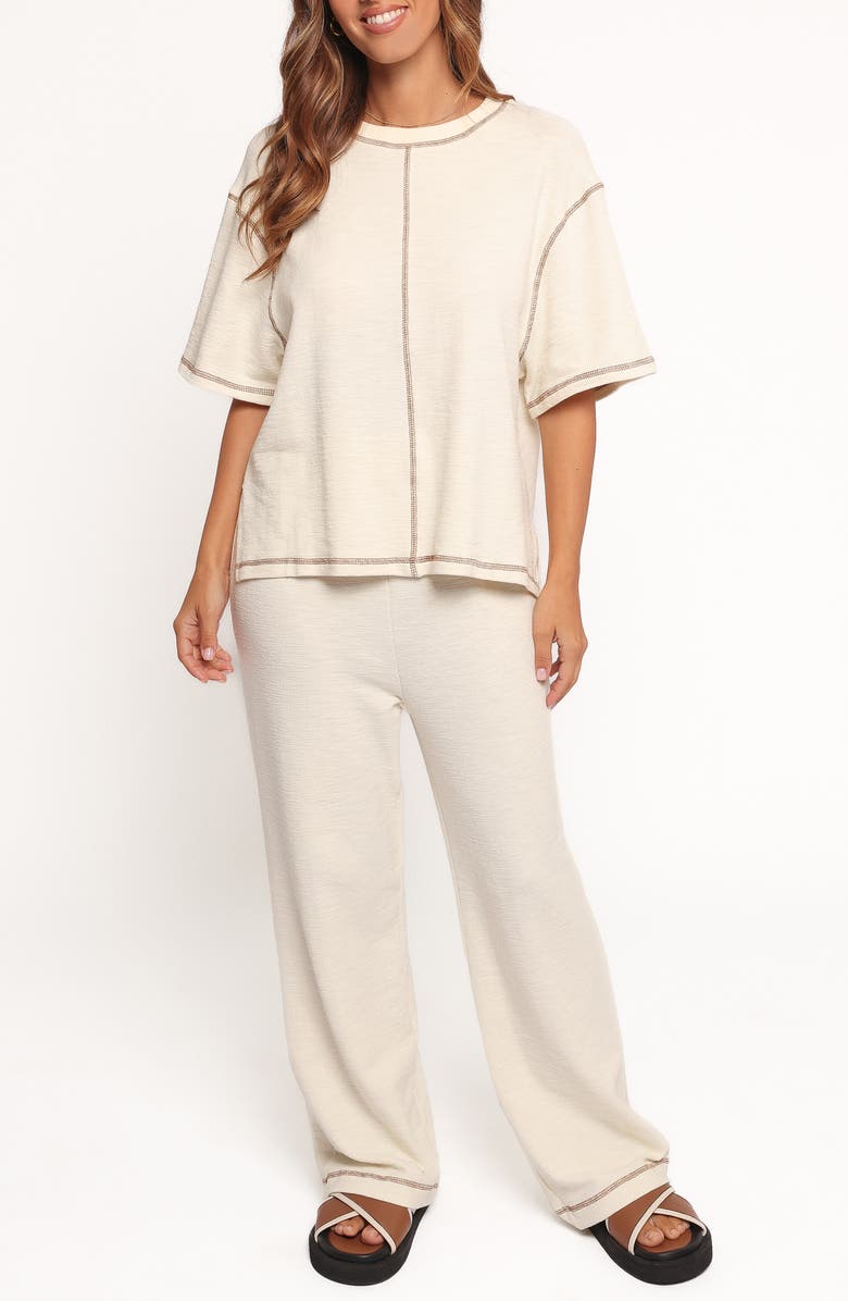 Petal & Pup Angler Short Sleeve Sweatshirt & Pants Set, Main, color, Cream