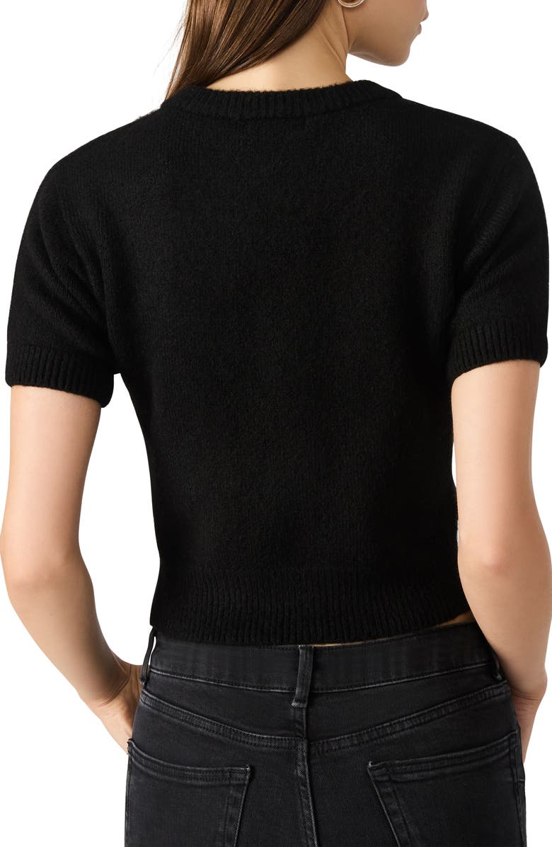 Steve Madden Sereia Tie Front Crop Cardigan, Alternate, color, Black