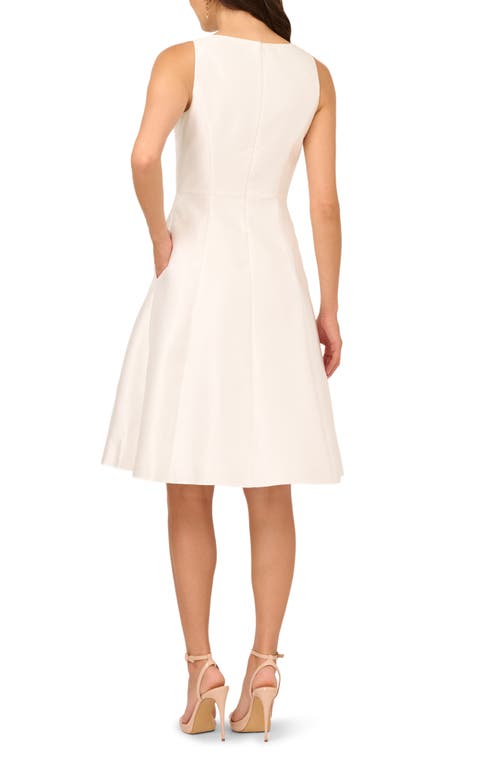 Adrianna Papell Sleeveless Mikado Fit & Flare Midi Dress In Neutral