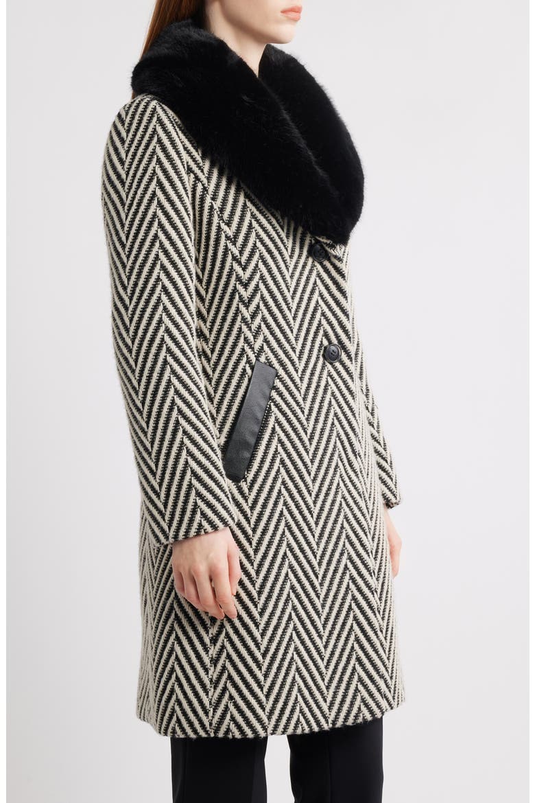 Herringbone Coat with Faux Fur Collar, Alternate, color, JUMBO HERRINGBONE