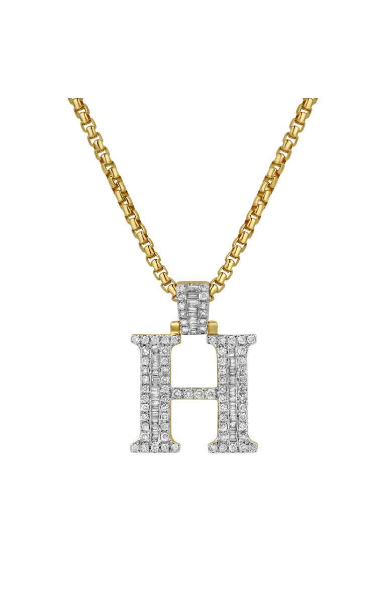 H Initial Diamond Pendant 10K Yellow Gold - 0.95 Carats, Main, color, 10K Yellow Gold