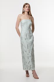 Karen Millen Crystal Embellished Strapless Midi Dress