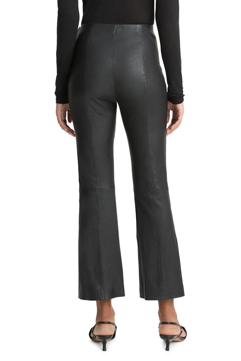 Crop Flare Stretch Leather Pants, Alternate, color, BLACK