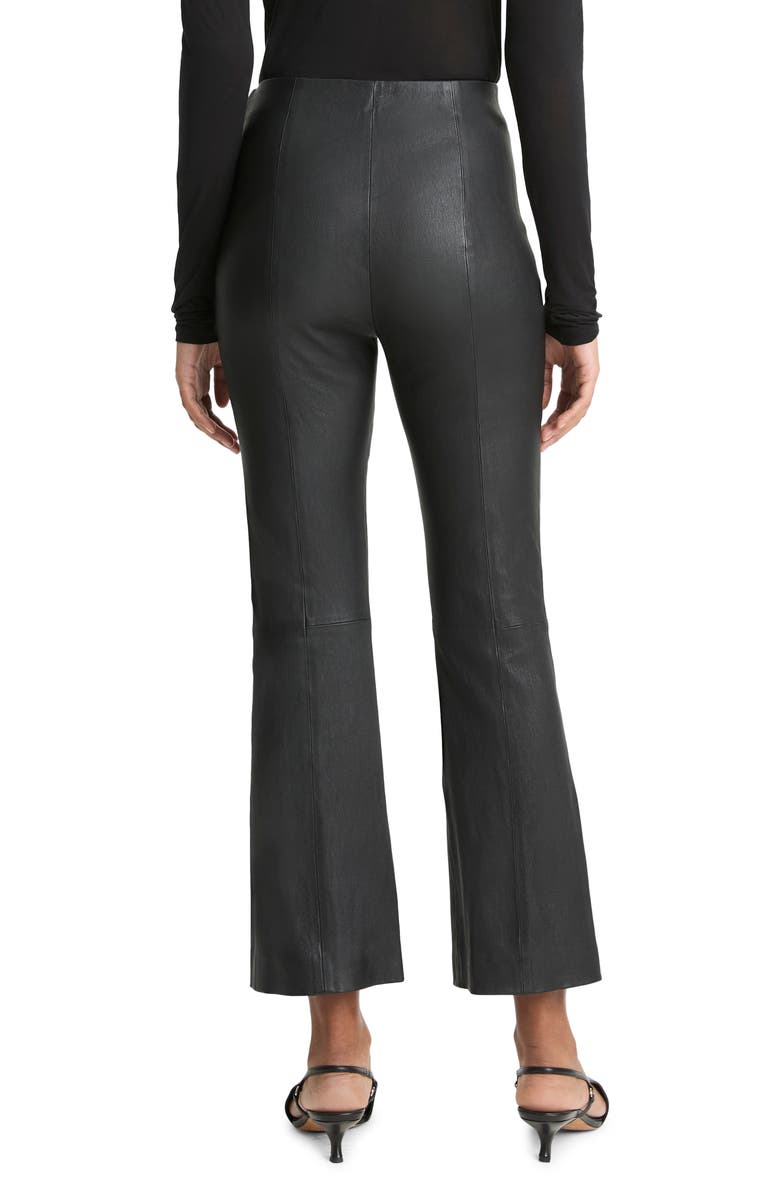 Vince Crop Flare Stretch Leather Pants, Alternate, color, Black