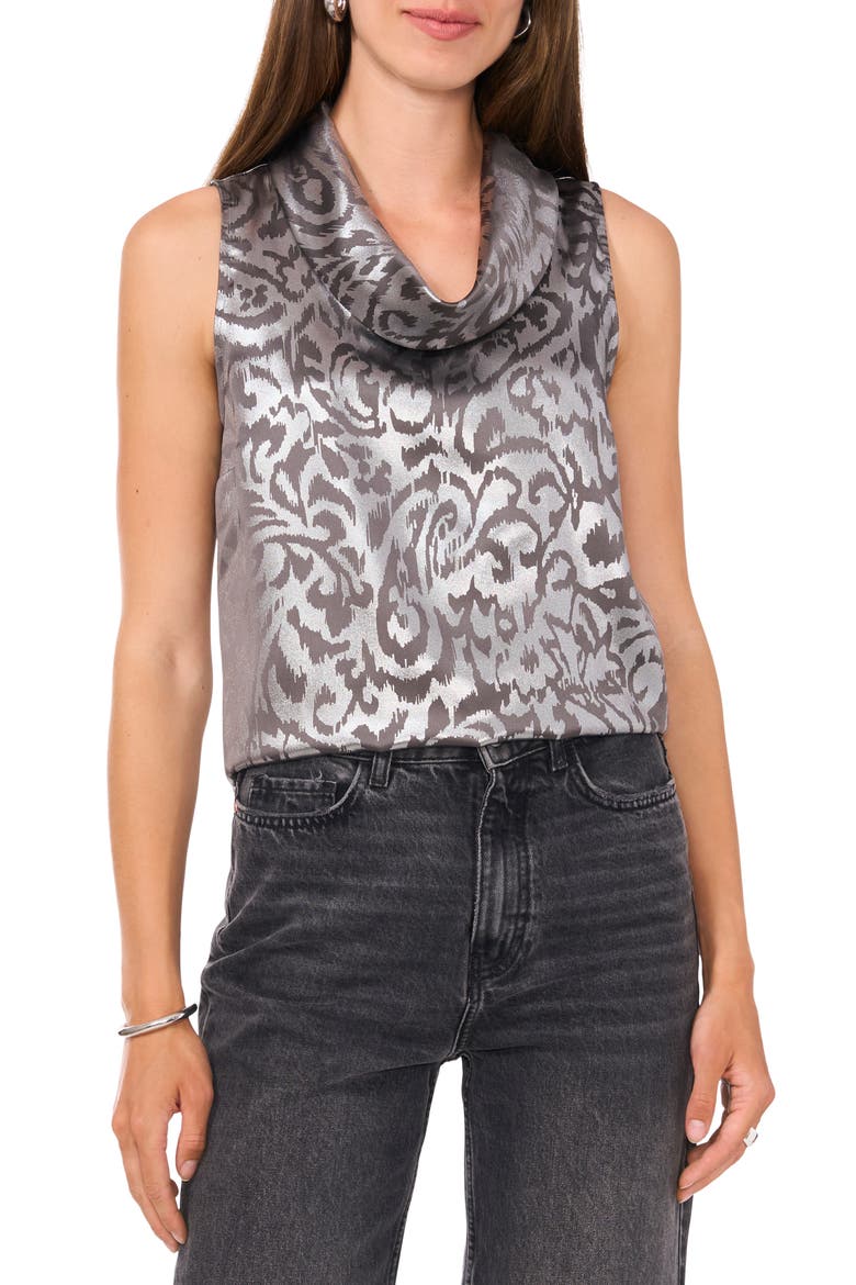 Cowl Neck Sleeveless Satin Top, Main, color, STEEL GREY