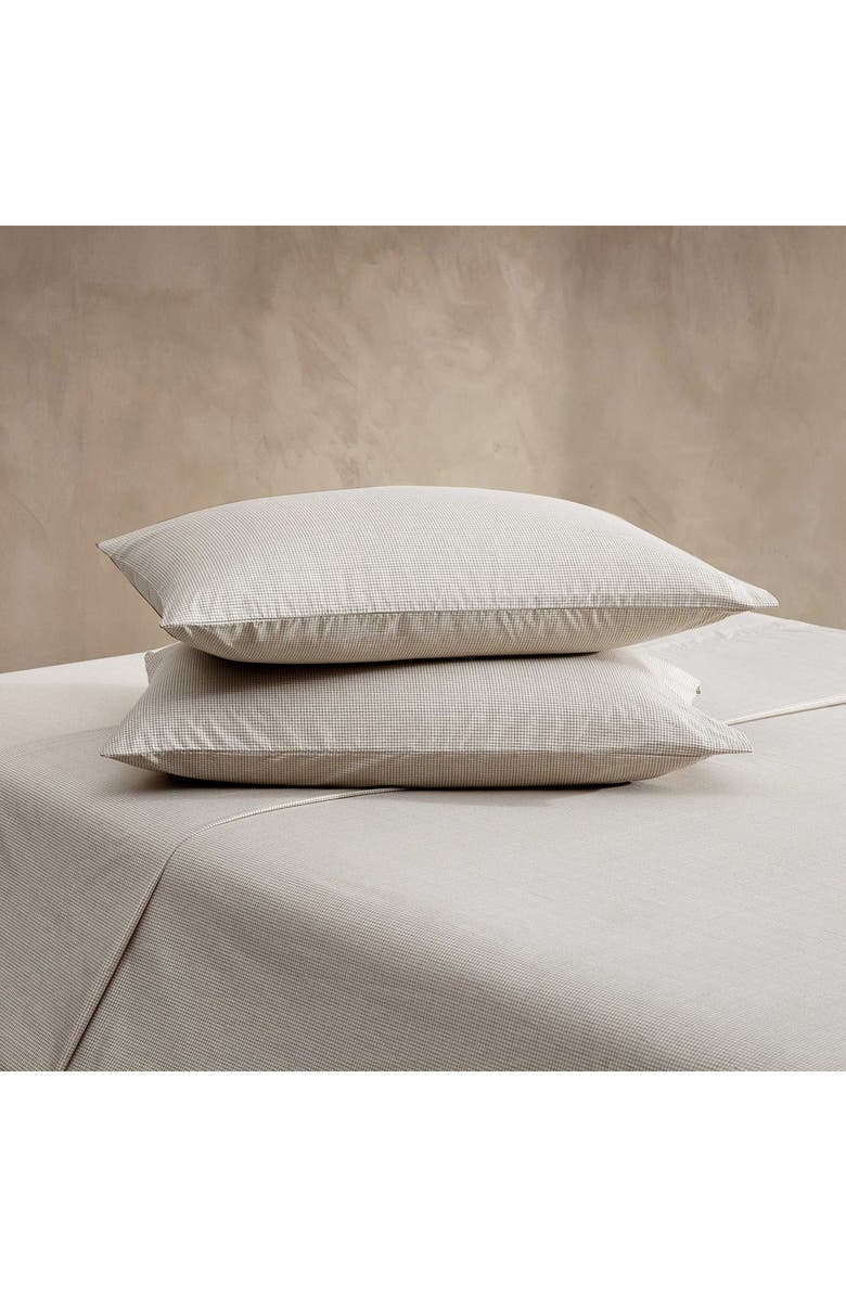 Calvin Klein Broken Grid 200 Thread Count Cotton Percale Sheet Set, Alternate, color, Medium Beige