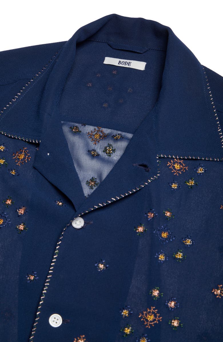 Bode x Marcus Paul Star Cross Stitch Button-Up Shirt, Alternate, color,