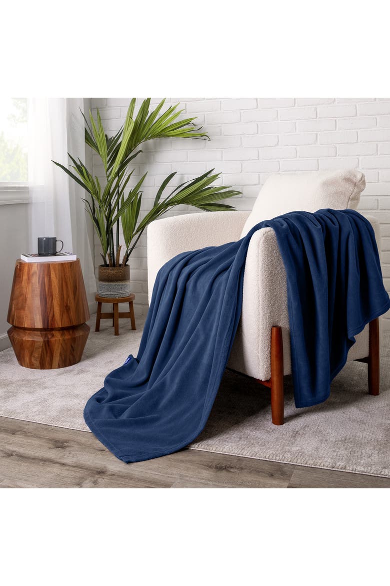Lightweight Polar Fleece Throw Blanket, Alternate, color, Dark Blue