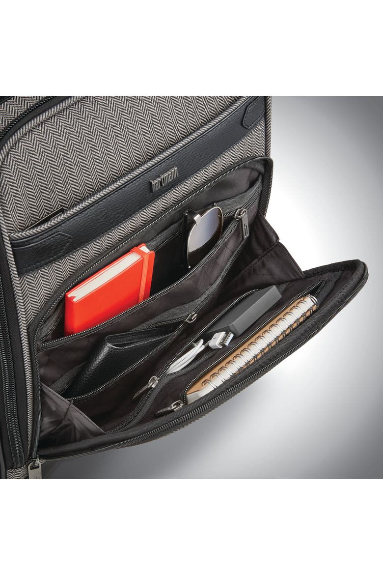 Herringbone Deluxe 16" Underseat Carry On Spinner Luggage, Alternate, color, Black Herringbone