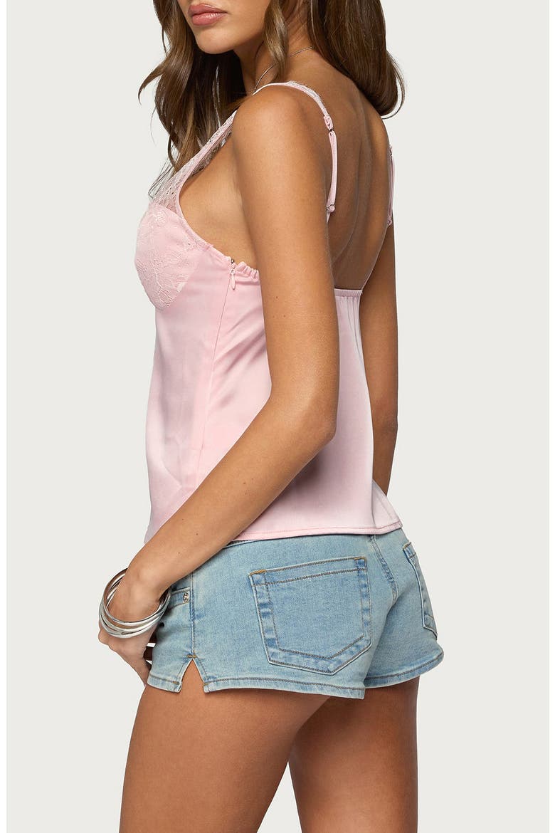 Vikkey Lace Satin Effect Tank, Alternate, color, PINK