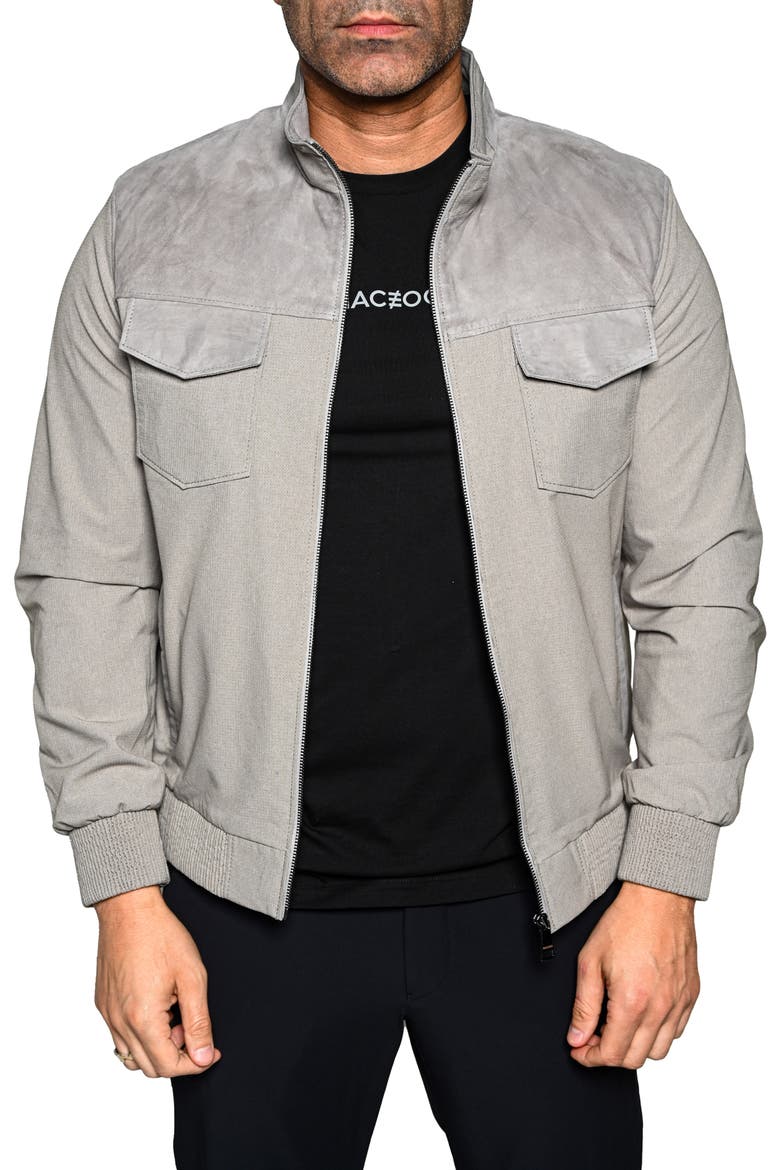 Suede Trim Jacket, Main, color, GREY