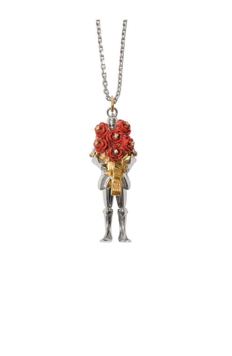 Burberry Knight Rose Charm Necklace, Alternate, color, Silver/Gold/Red