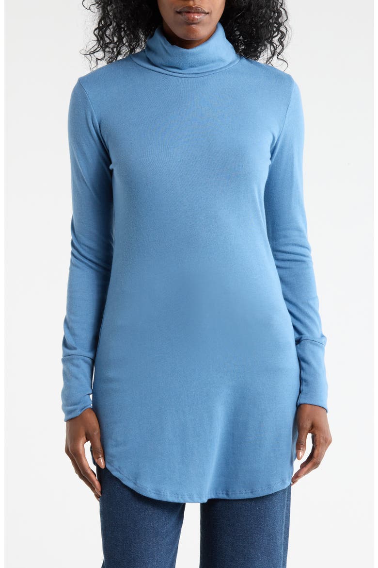 Turtleneck High-Low Tunic Sweater, Main, color, LYONS BLUE