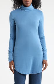 GO COUTURE Turtleneck High-Low Tunic Sweater