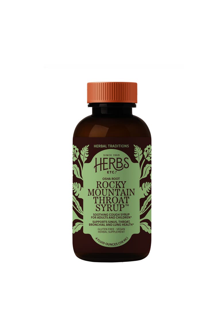 Rocky Mountain Throat Syrup - Supports Throat Wellness - Soothing Lung Health Support - Supports Sinus, Throat, Bronchiole & Lung Health - Gluten-Free & Vegan - 4 fl oz, Main, color, No Color