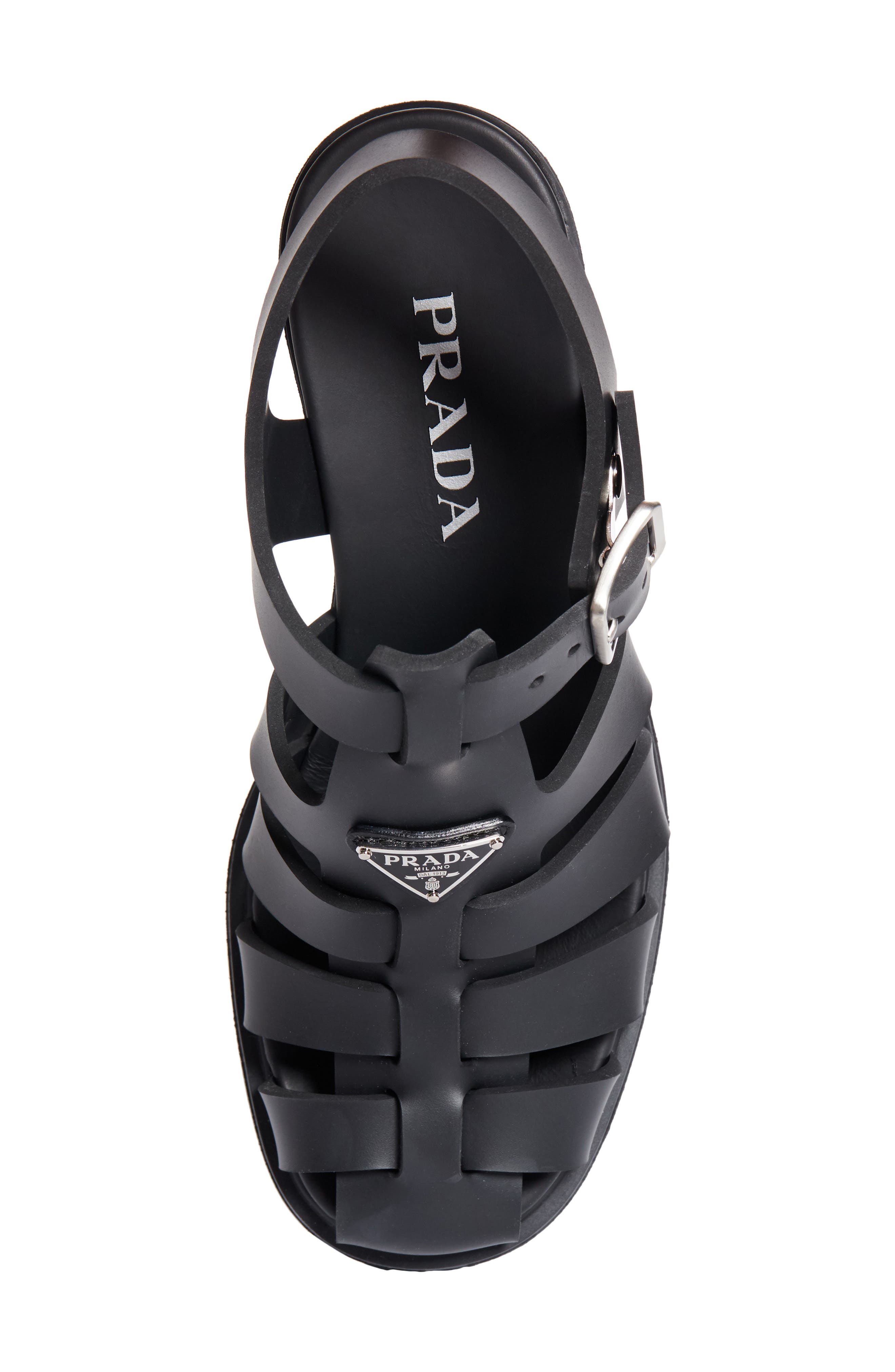 Prada Stride Flow Cage Platform Sandal, Alternate, color, Nero