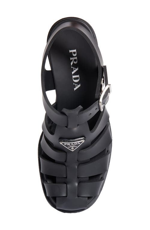 Prada Stride Flow Cage Platform Sandal In Black