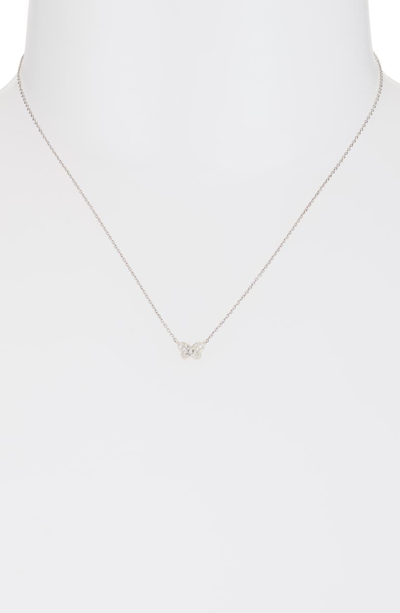 Anzie Love Letter Sapphire Pavé Butterfly Pendant Necklace, Alternate, color, Silver