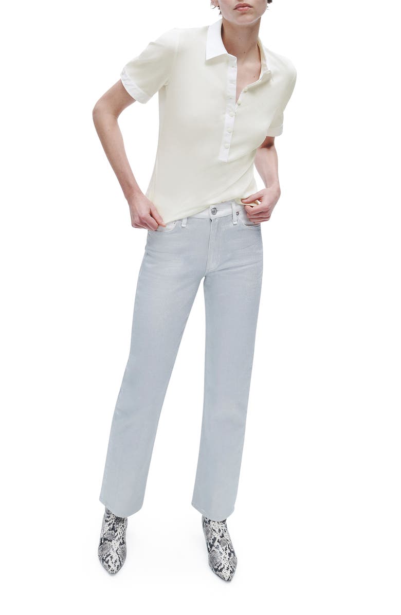 rag & bone Mixed Media Rib Polo, Alternate, color, White