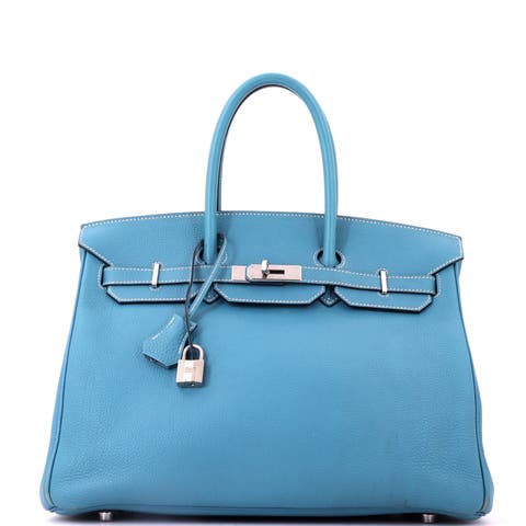 Birkin Handbag Blue Togo with Palladium Hardware 35