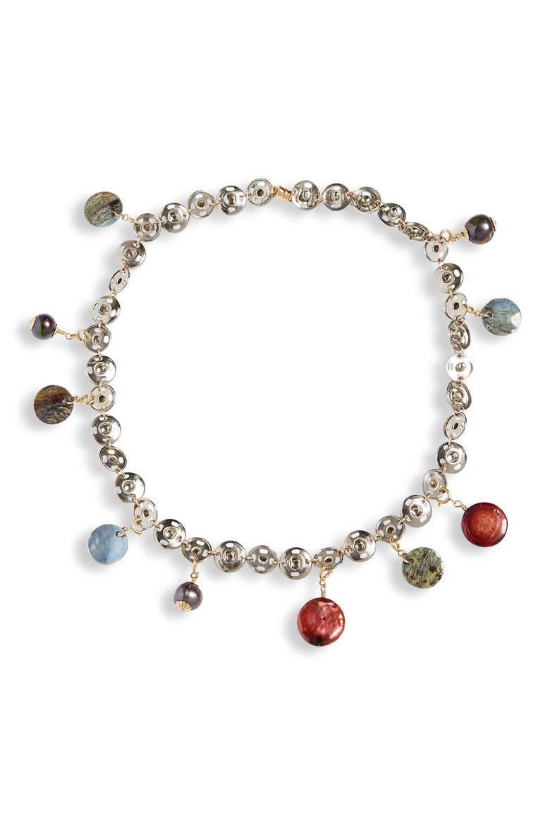 Button You Up Charm Necklace, Main, color, MIXED BERRY