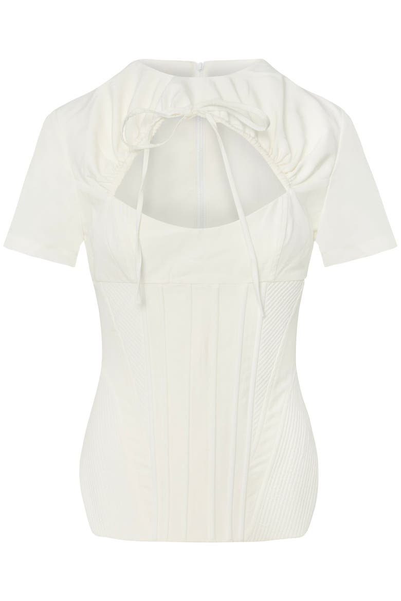 Tailored Corset Tee Top, Main, color, white