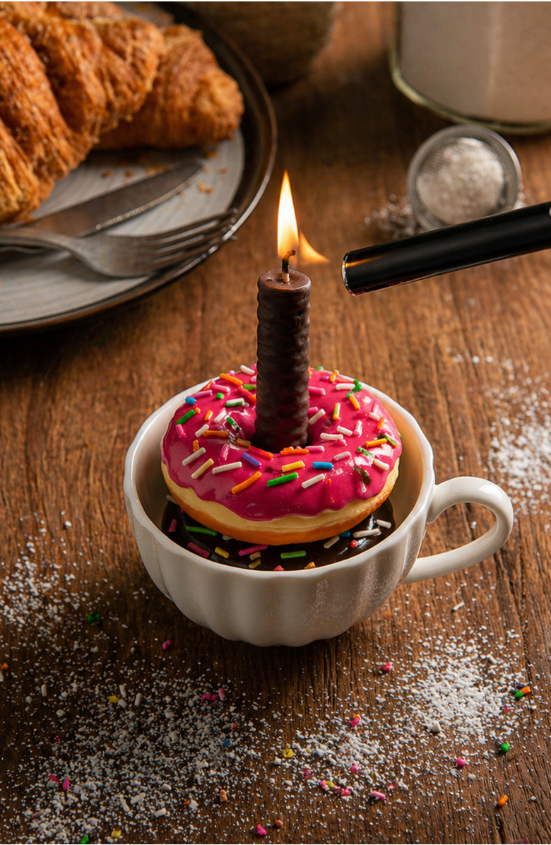 Southlake gifts Doughnut Candle Set in Teacup, Alternate, color, NO COLOR