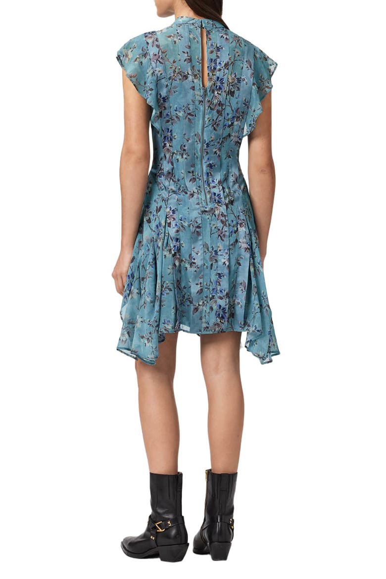 Fleur Handkerchief Hem Dress, Alternate, color, VINE LAKE BLUE
