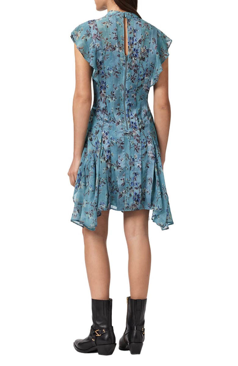 AllSaints Fleur Handkerchief Hem Dress, Alternate, color, Vine Lake Blue