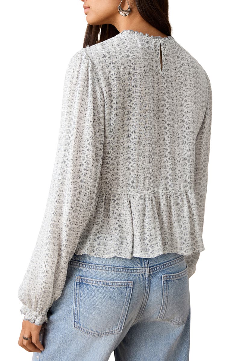 MANGO TEEN Ruched Paisley Print Peplum Top, Alternate, color, 