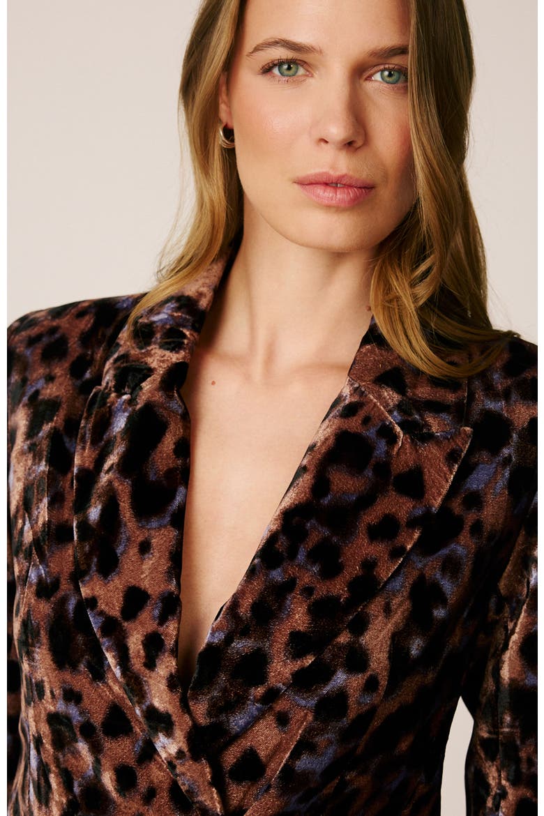 Printed Velvet Blazer, Alternate, color, Leopard