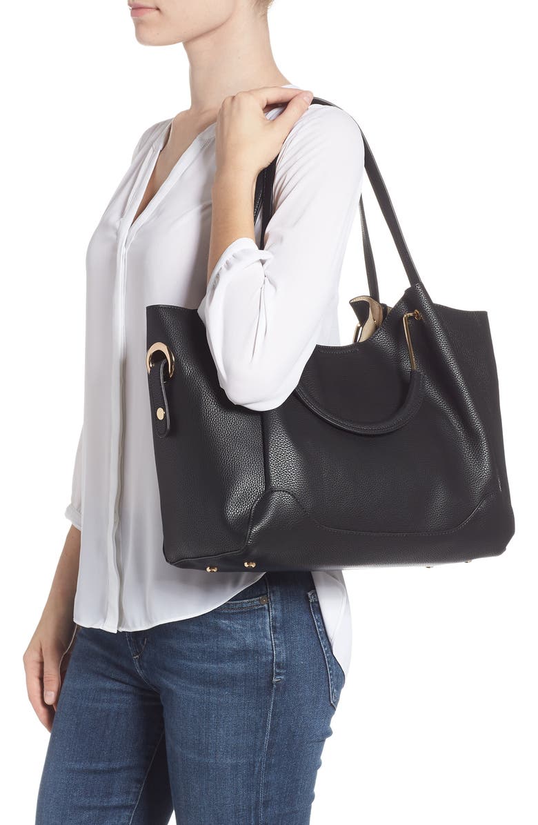 Sondra Roberts Faux Leather Satchel, Alternate, color,