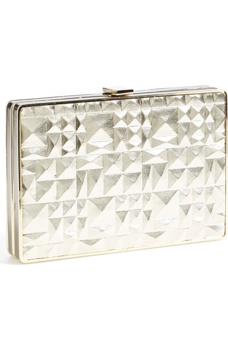 Ivanka Trump Pyramid Embossed Metallic Box Minaudiere, Main, color,